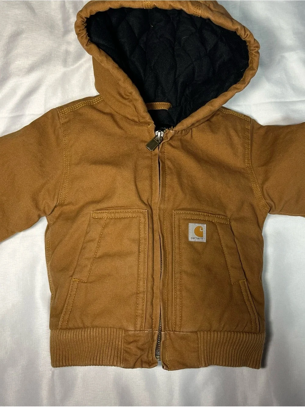 Carhartt Infant Jacket 12M Duck Canvas Tan Brown Full Zip Insulated Coat